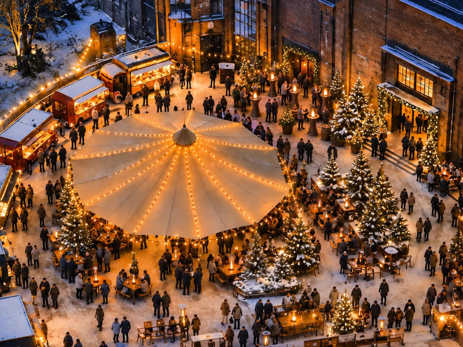 Winterse sfeer op het evenementenplein van IJSTIJD Haarlem